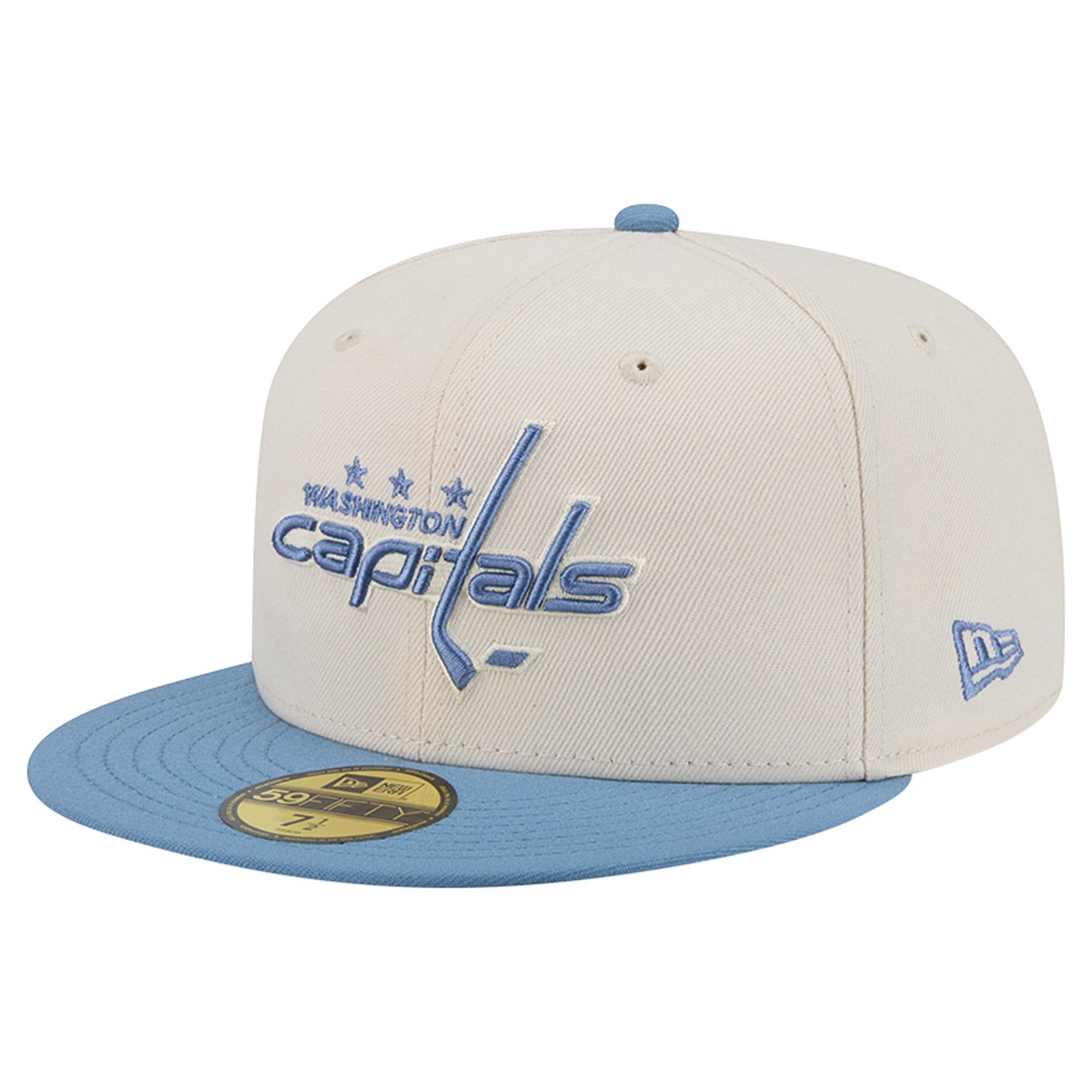 Casquette ajustée New Era 59FIFTY bicolore crème/bleue Washington Capitals pour homme