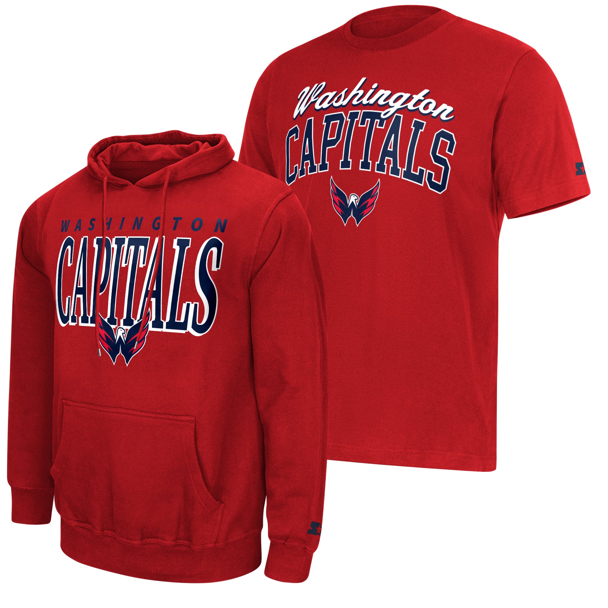 Ensemble sweat à capuche et t-shirt Starter rouge avec logo des Capitals de Washington pour homme