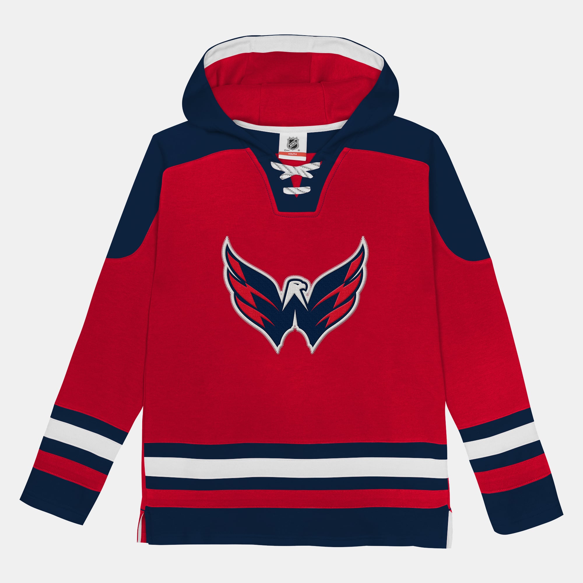 Sweat à capuche raglan col en V rouge Washington Capitals pour enfants d'âge préscolaire Outerstuff