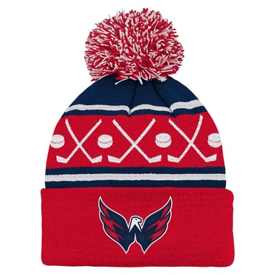 Washington Capitals Preschool Faceoff Cuffed Knit Hat with Pom - Red