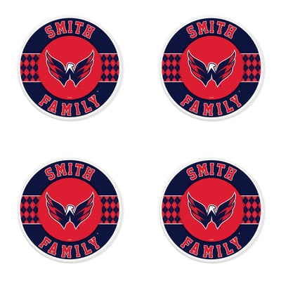 Washington Capitals 4" Personalized Circular Coasters 4-Pack Set