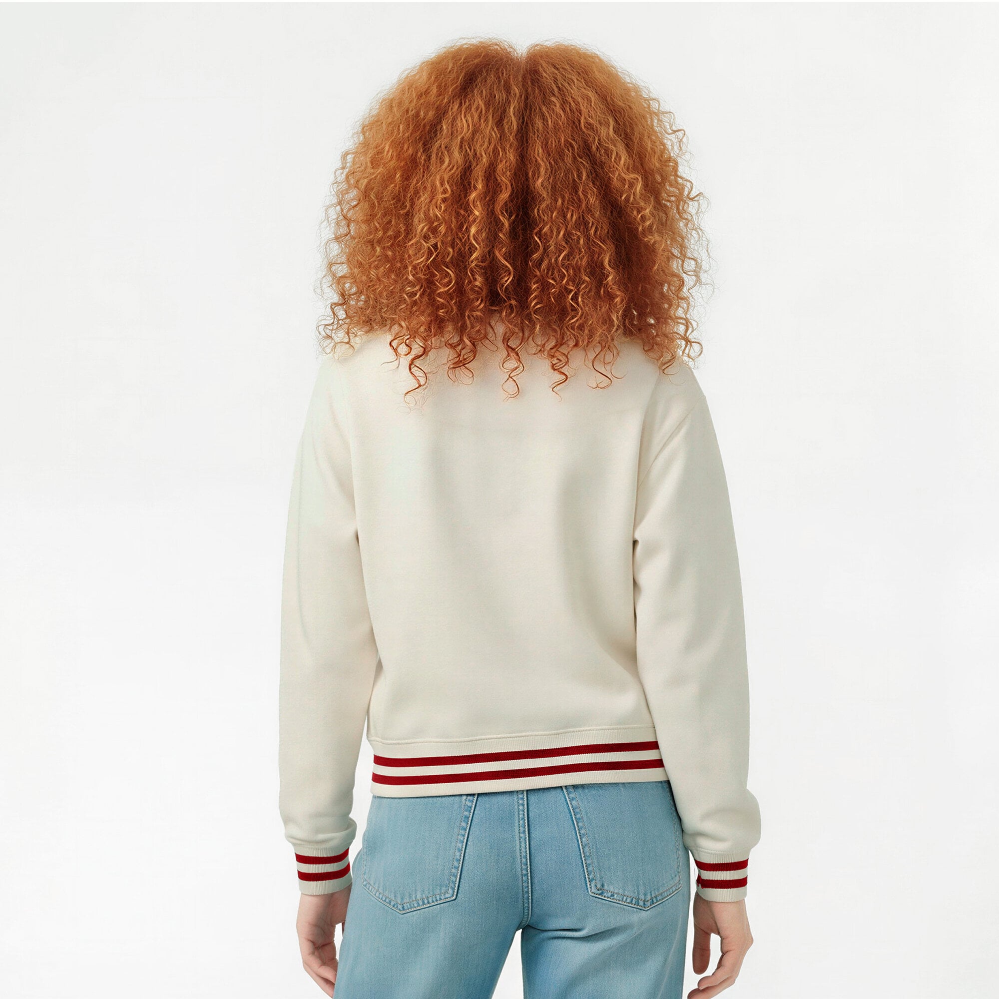 Sweat-shirt Champion crème pour femme, motif Bold Laurels des Washington Capitals, en fil tissé inversé.