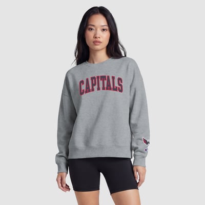  Washington Capitals Champion Women's Applique Crewneck Sweatshirt - Heather Gray