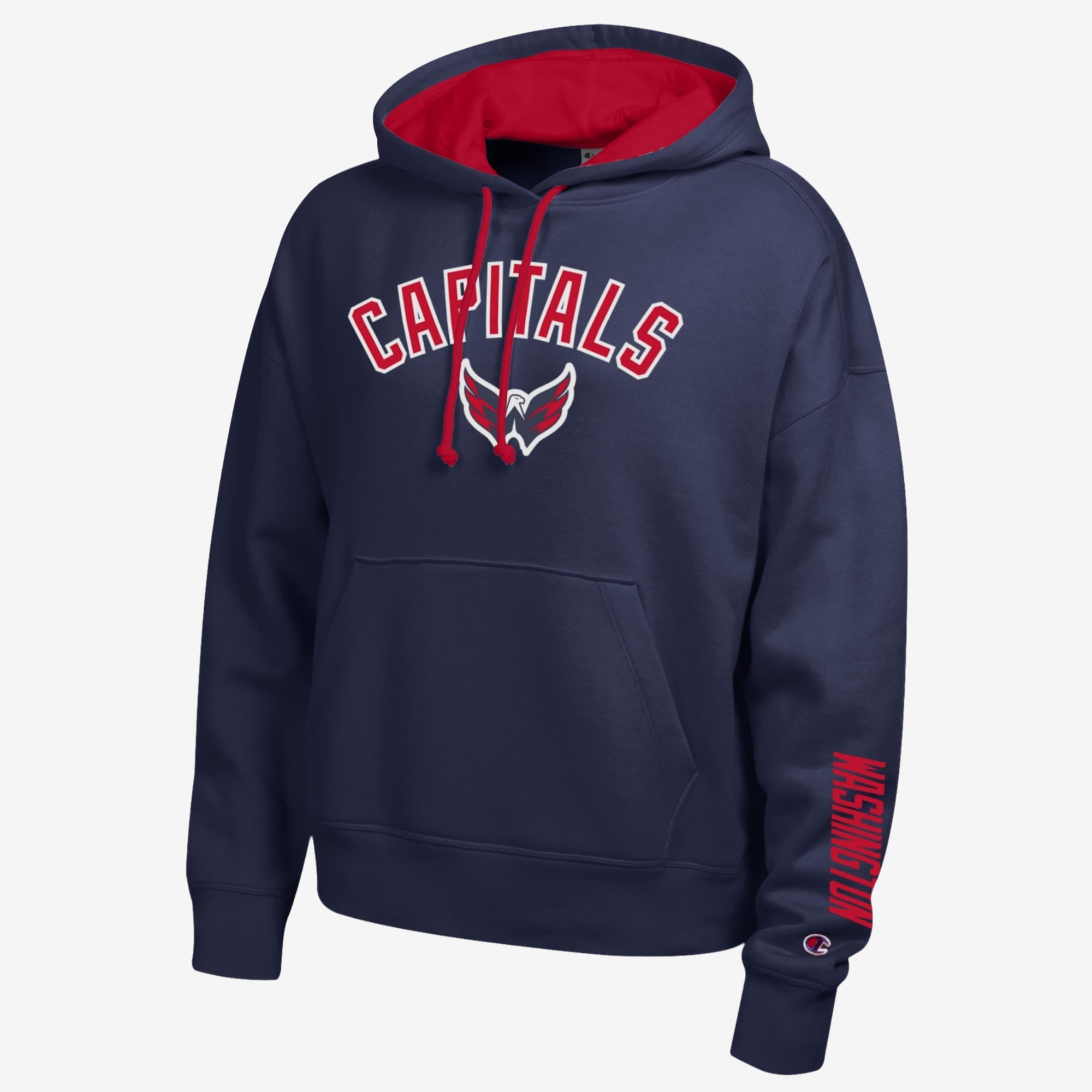 Sweat à capuche bleu marine Champion Washington Capitals pour femmes