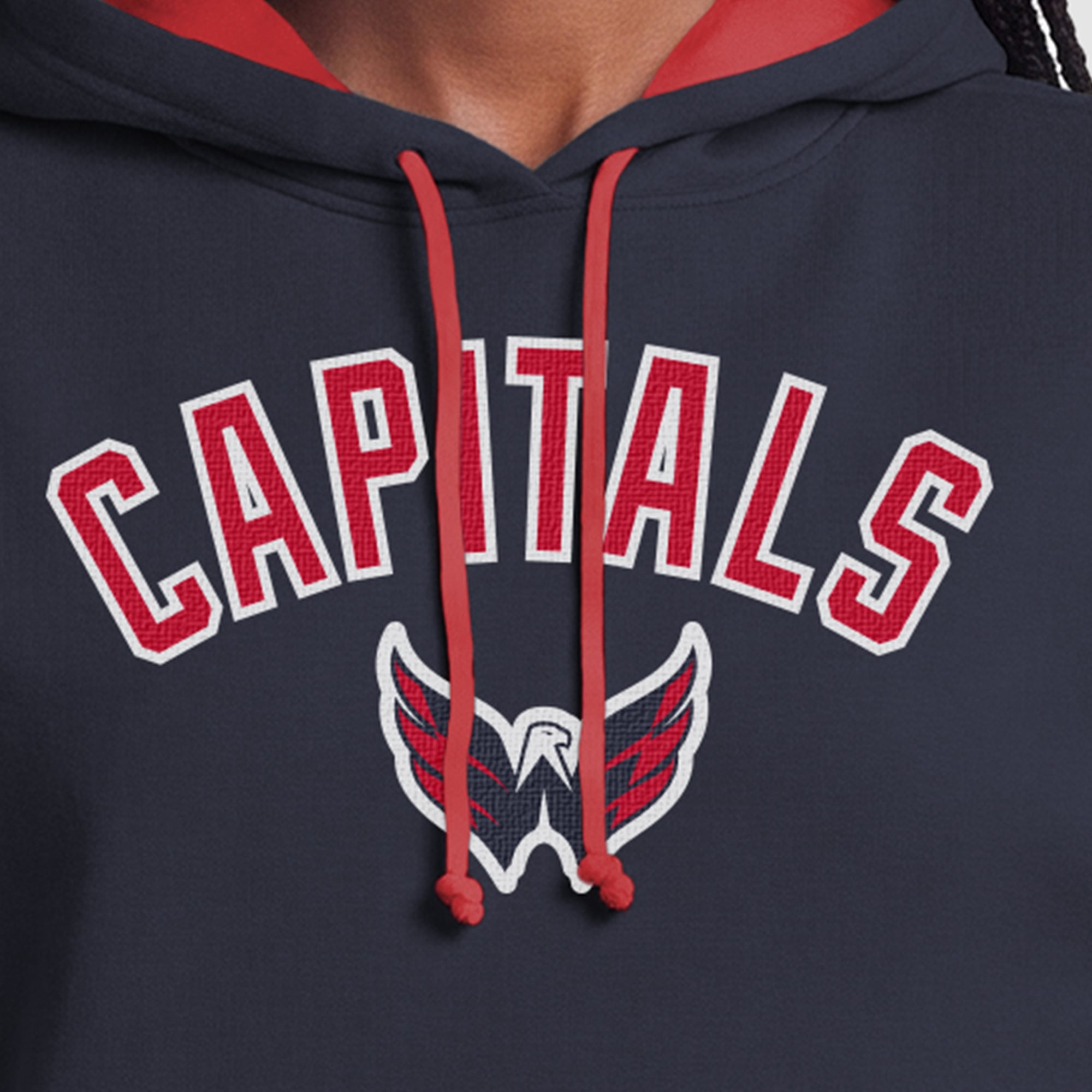Sweat à capuche bleu marine Champion Washington Capitals pour femmes