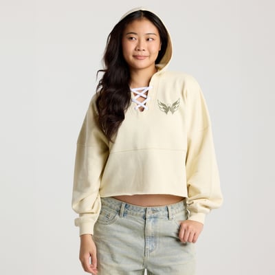 Washington Capitals Fanatics Women's Lace Up Cropped Hoodie - Cream