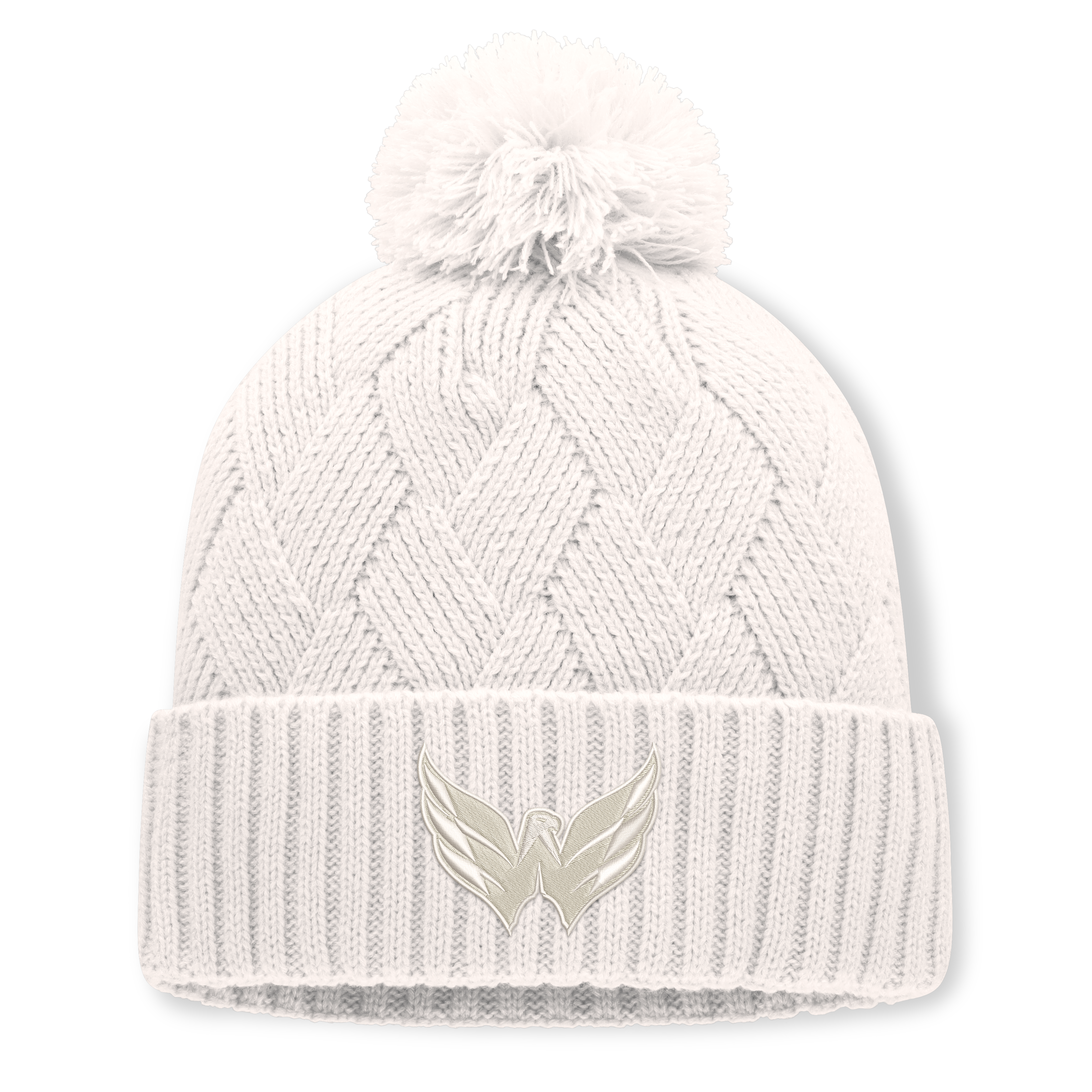Bonnet à revers crème Washington Capitals Level Up pour femme, avec pompon
