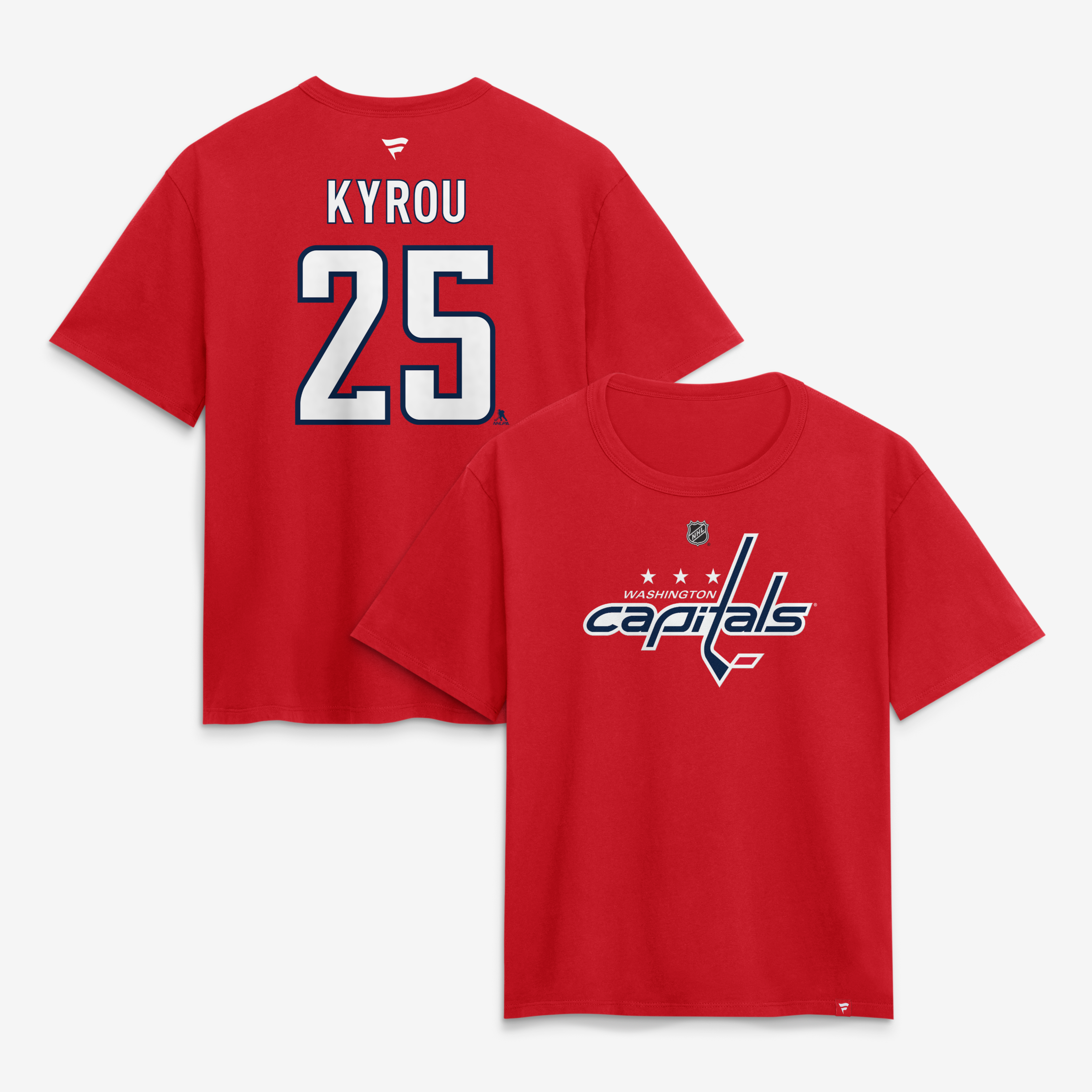 Women's Fanatics Jordan Kyrou Red Washington Capitals Authentic Stack Name & Number T-Shirt