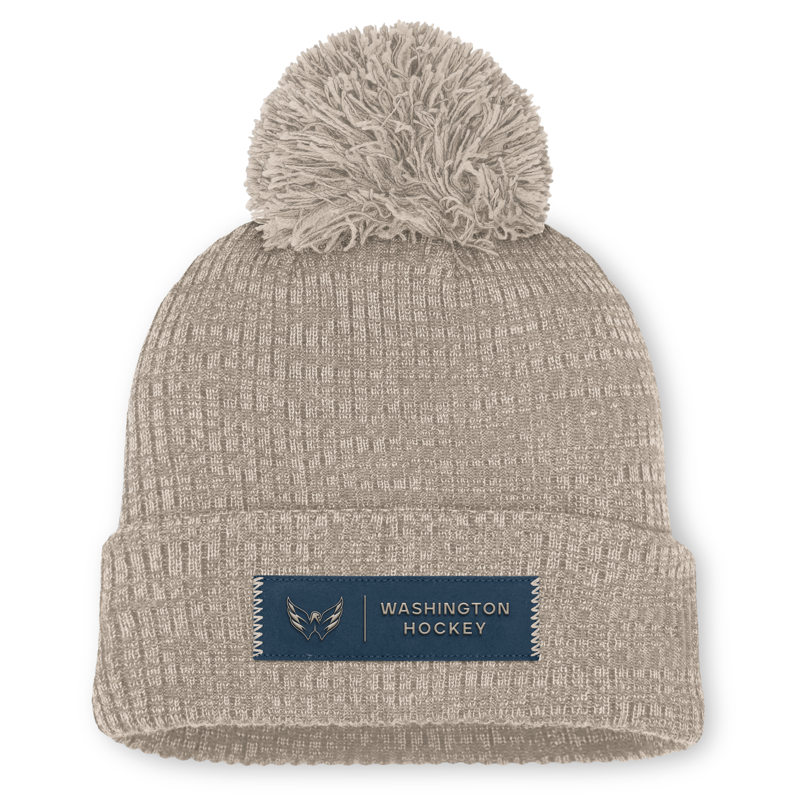 Bonnet à revers authentique Washington Capitals Authentic Pro Road beige clair pour femme, avec pompon