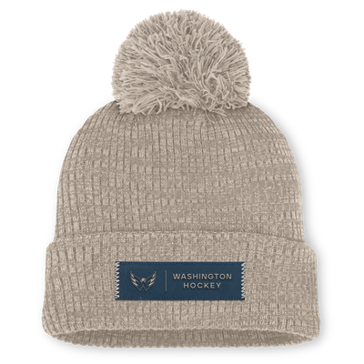 Bonnet à revers authentique Washington Capitals Fanatics beige clair pour femme avec pompon