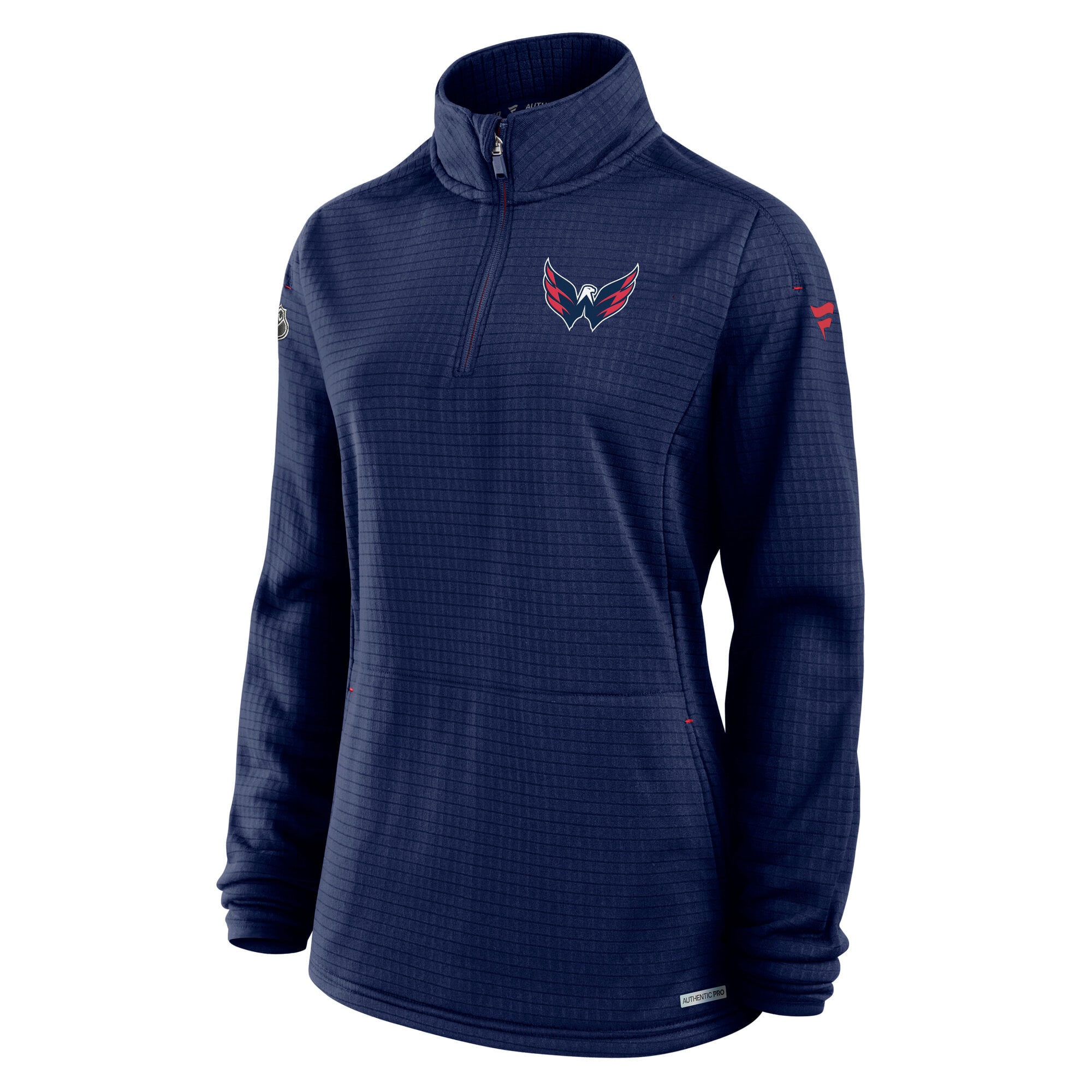 Pull-over léger à col zippé Fanatics Navy Washington Capitals Authentic Pro Rink pour femme