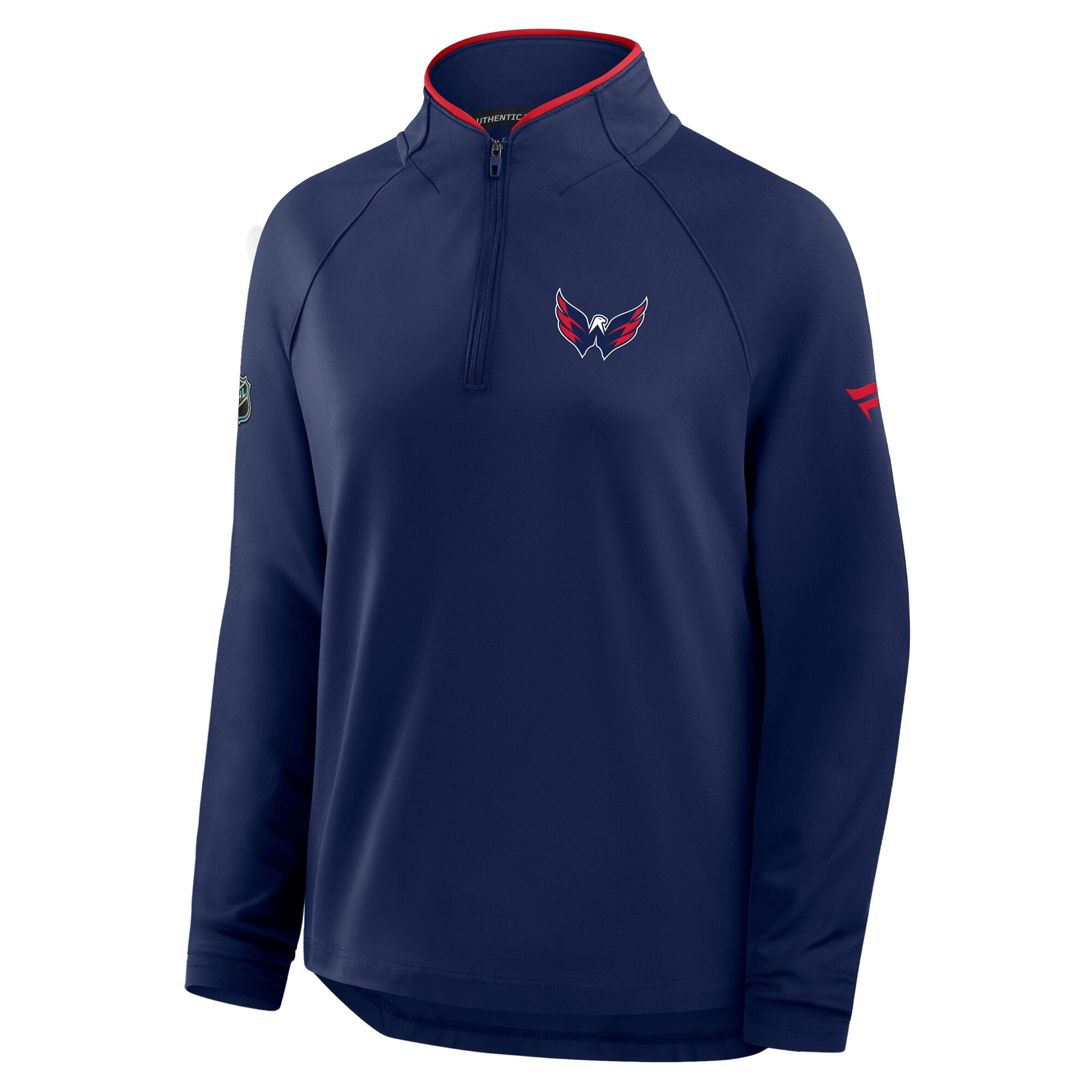 Women's Fanatics Navy Washington Capitals Authentic Pro Rink Raglan Lightweight Quarter-Zip Pullover