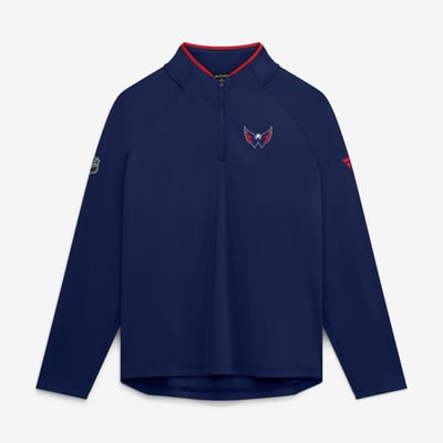 Pull-over léger à col zippé au quart de pouce, authentique Pro Rink, bleu marine, Washington Capitals Fanatics