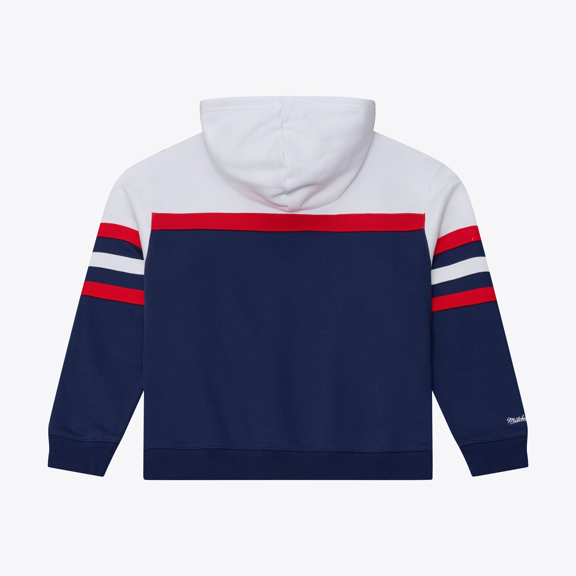 Sweat à capuche Mitchell & Ness blanc/marine pour femme, modèle entraîneur-chef des Capitals de Washington