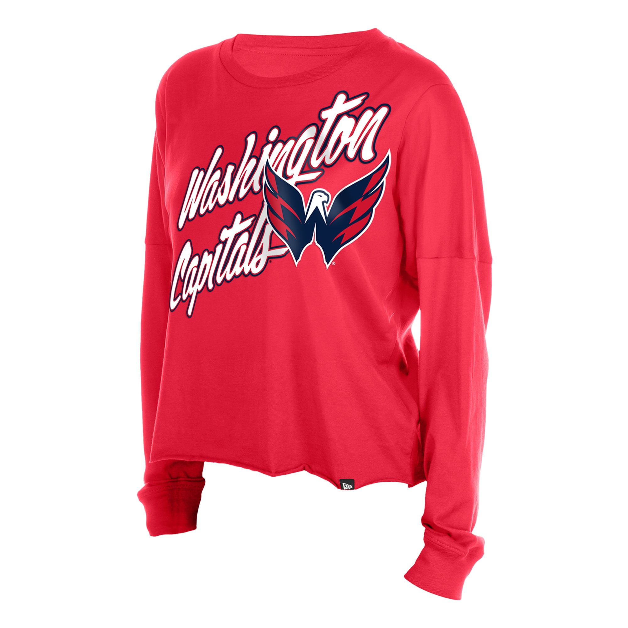T-shirt à manches longues oversize New Era rouge Washington Capitals pour femmes