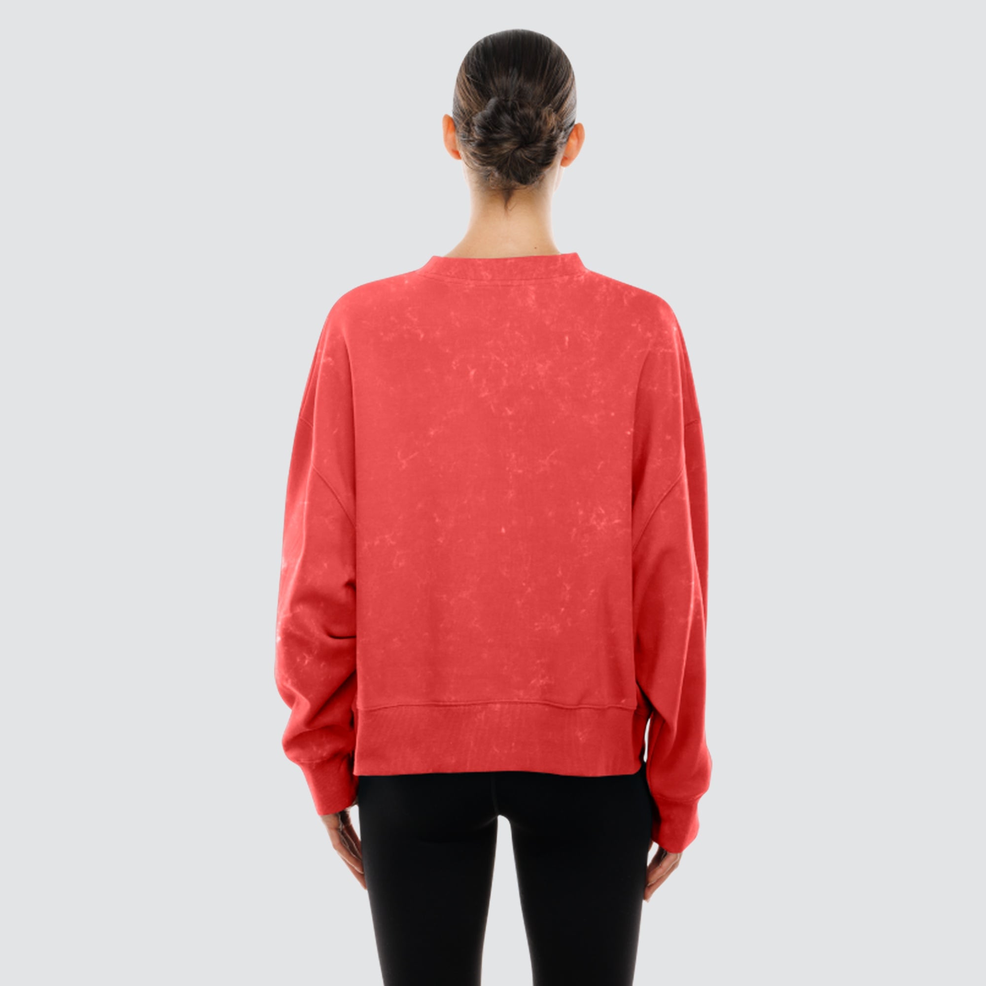 Sweat-shirt à col rond en molleton délavé New Era rouge Washington Capitals pour femme