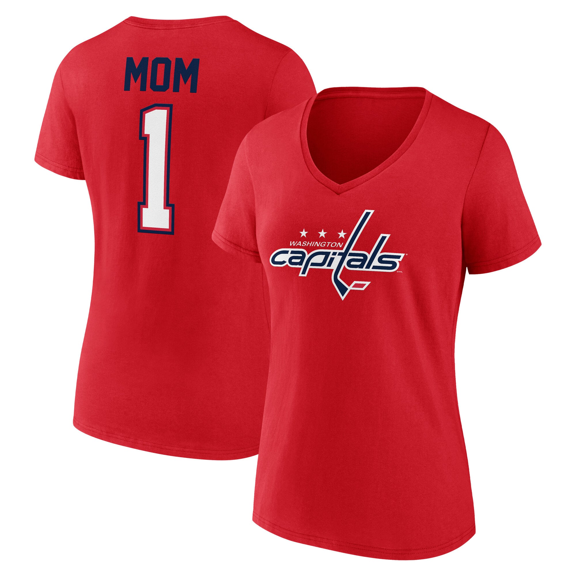T-shirt à col en V rouge Washington Capitals pour la fête des mères