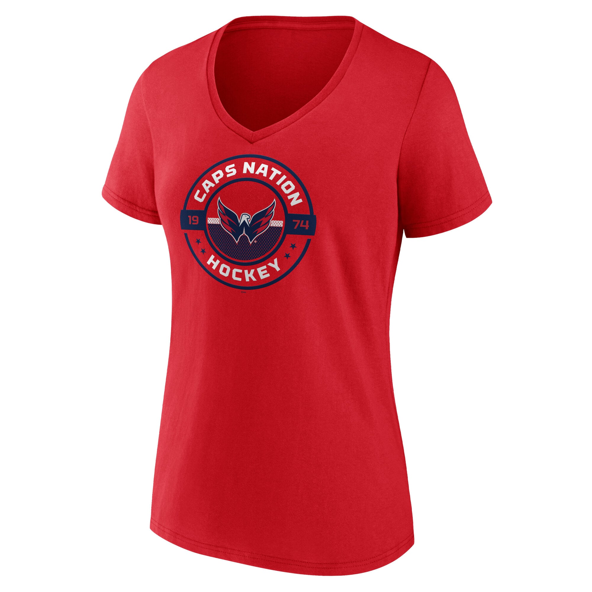 T-shirt à col en V rouge Washington Capitals pour femmes