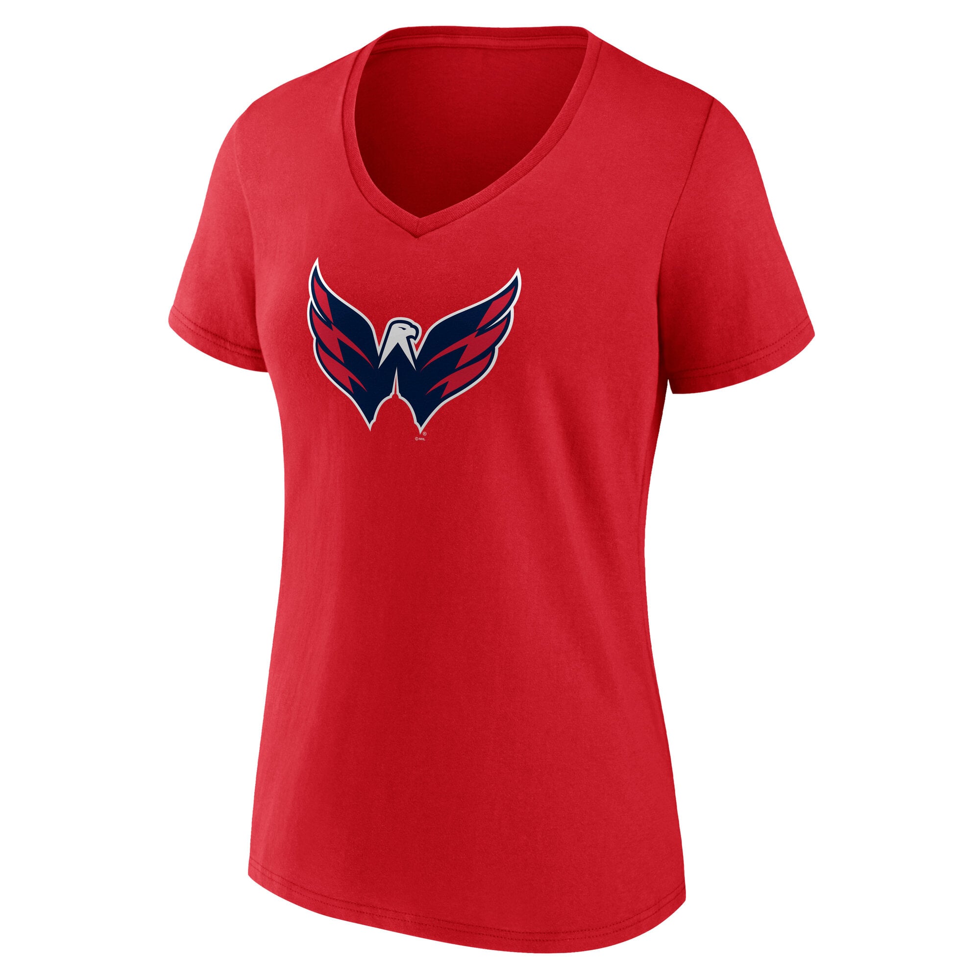 Women's  Red Washington Capitals Primary Logo V-Neck T-Shirt
