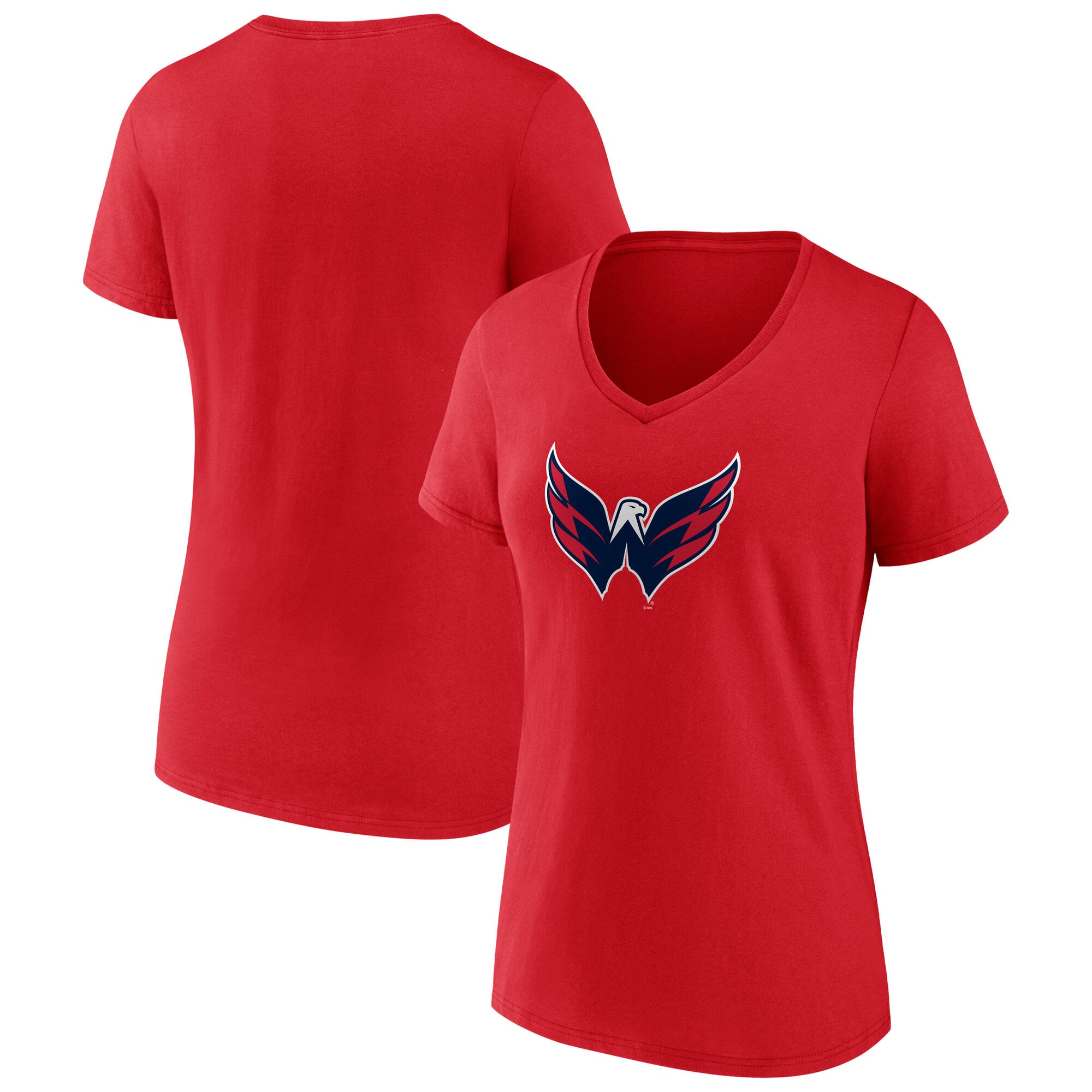 Women's  Red Washington Capitals Primary Logo V-Neck T-Shirt