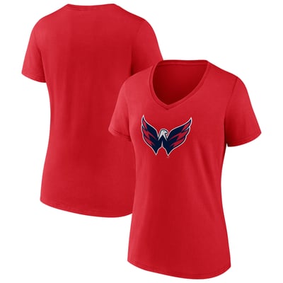 Women's Washington Capitals  Red Primary Logo V-Neck T-Shirt