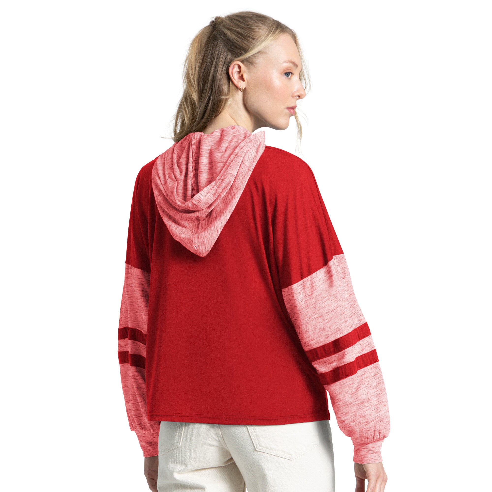 T-shirt à capuche manches longues Starter rouge Washington Capitals Fuel Up pour femmes
