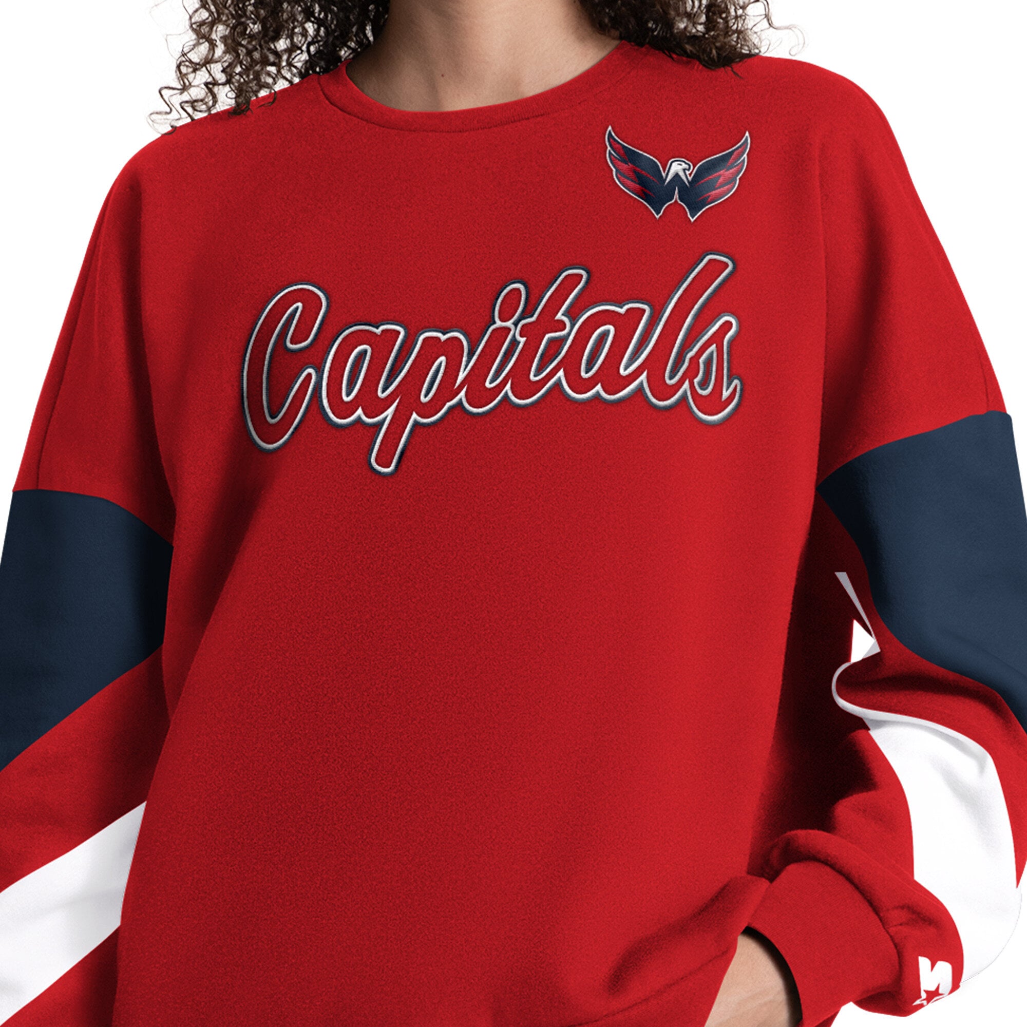 Sweat-shirt à manches longues et color block rouge Starter pour femme, Washington Capitals Grand Slam