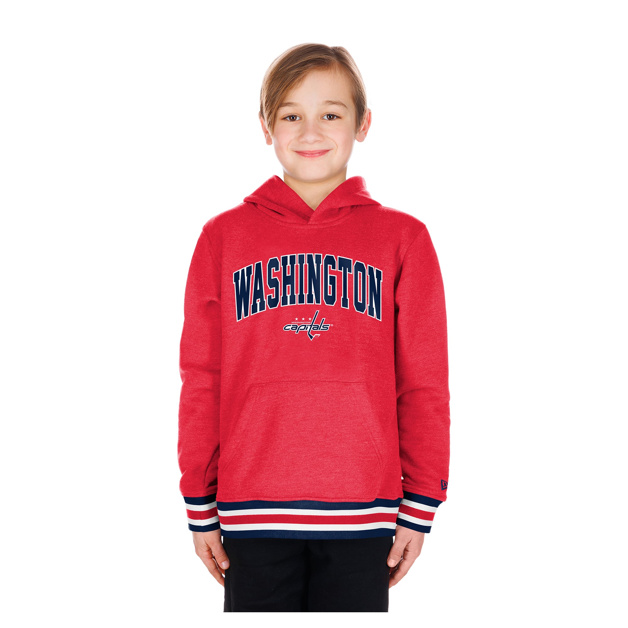 Youth New Era Red Washington Capitals Knit Trim Pullover Hoodie
