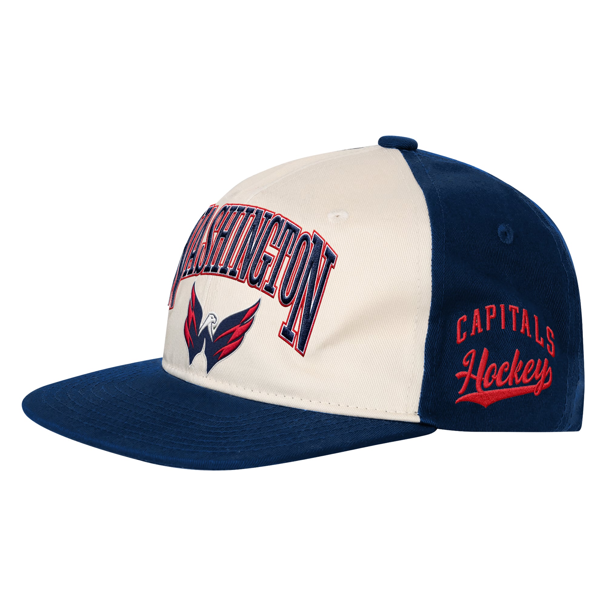 Casquette à pression Outerstuff Arch Arch pour jeunes, couleur naturelle/marine, Washington Capitals