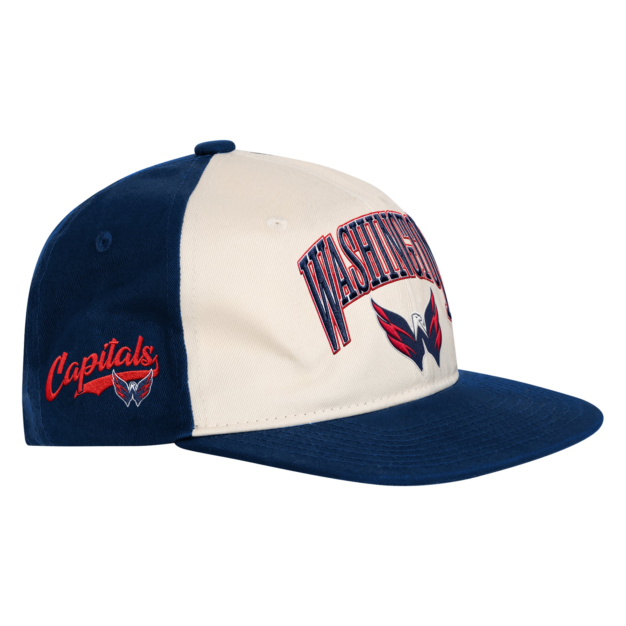 Casquette à pression Outerstuff Arch Arch pour jeunes, couleur naturelle/marine, Washington Capitals