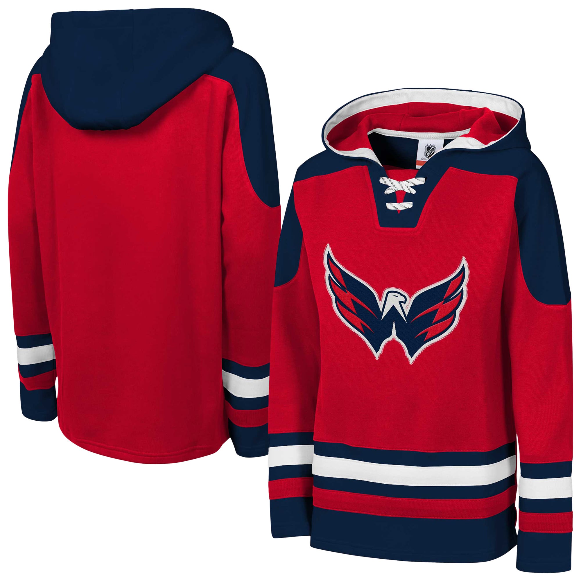 Sweat à capuche raglan col en V Youth Outerstuff Red Washington Capitals Ageless Must Have