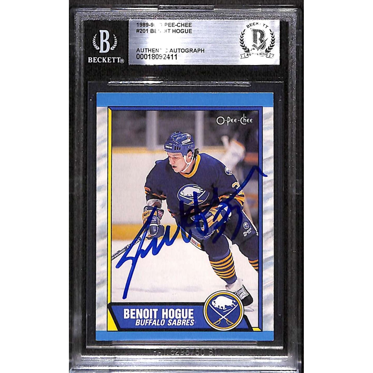 #201 Benoit Hogue RC - 1989 O-Pee-Chee Hockey Cards (Star) Graded BGS Auto