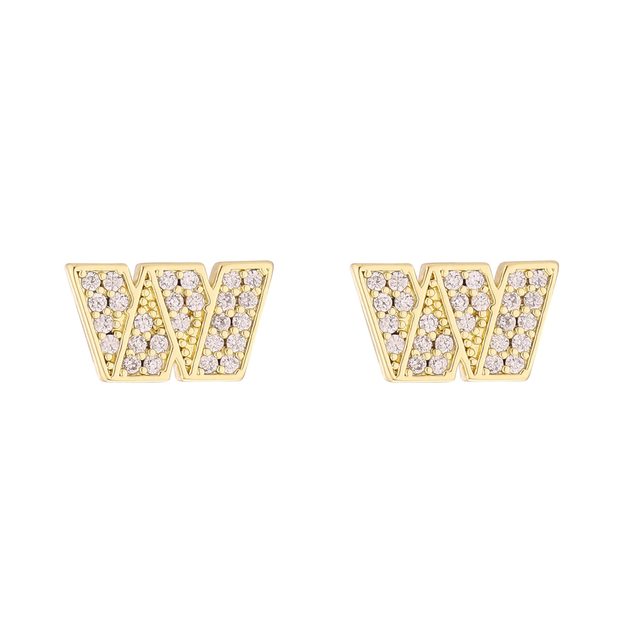Boucles d'oreilles à clous LUV AJ Gold Washington Commanders Pave Logo