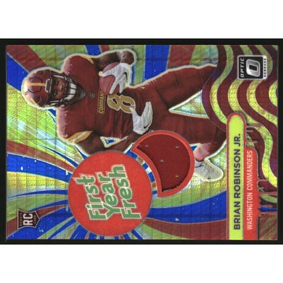 2022 Donruss Optic First Year Fresh Jerseys Blue Hyper #27 Brian Robinson Jr.