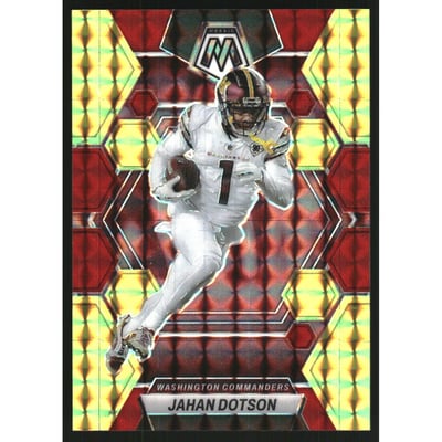 2023 Panini Mosaic Mosaic Choice Fusion Red and Yellow #245 Jahan Dotson