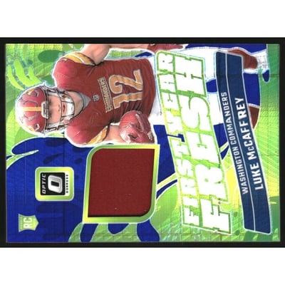 2024 Donruss Optic First Year Fresh Jerseys Blue Hyper #26 Luke McCaffrey