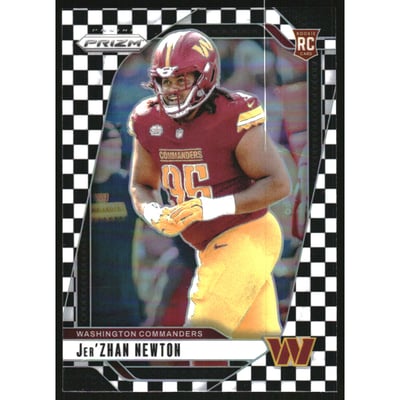2024 Panini Prizm Prizms Black and White Checker #351 Jer'Zhan Newton