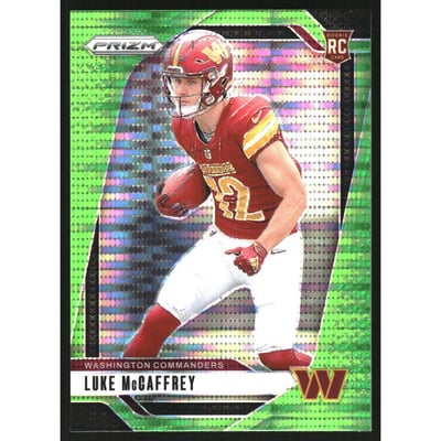 2024 Panini Prizm Prizms Neon Green Pulsar #367 Luke McCaffrey