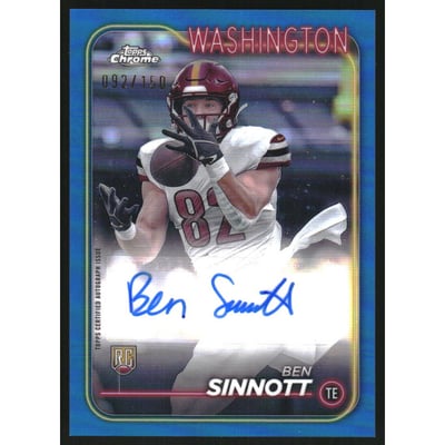 2024 Topps Chrome Rookie Autographs Blue Refractors #RABSI Ben Sinnott