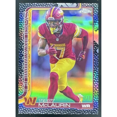 2025 Topps Chrome Football Leather Black Refractor #208 Terry McLaurin /10