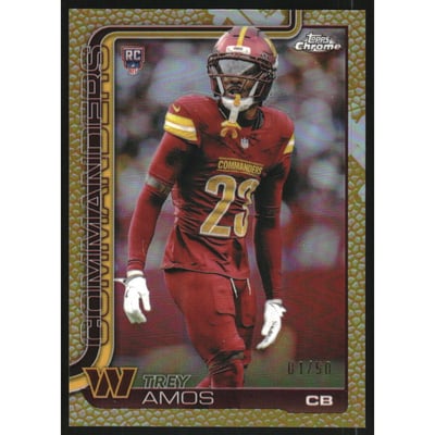 2025 Topps Chrome Football Leather Gold Refractors #371 Trey Amos