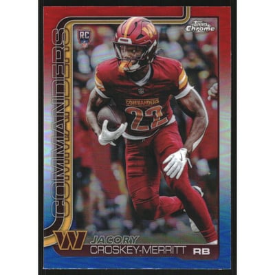 2025 Topps Chrome Red White and Blue Refractors #387 Jacory Croskey-Merritt