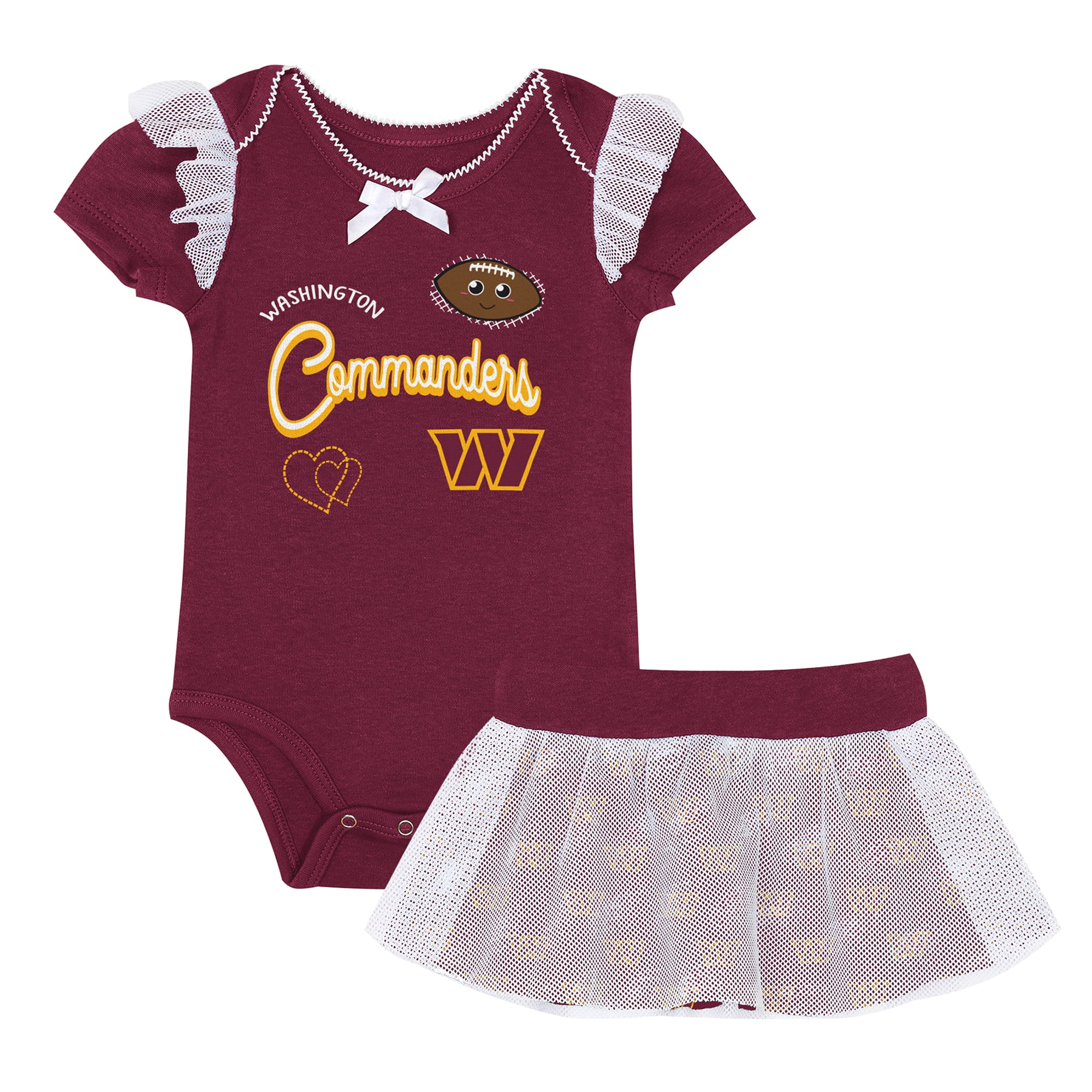 Ensemble body et jupe imprimé cœurs fondus bordeaux des commandants Washington pour bébé fille Outerstuff