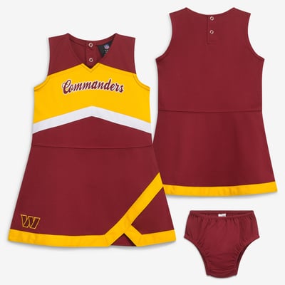 Washington Commanders Girls Toddler Outerstuff Cheer Captain V-Neck Dress with Bloomers Set - Burgundy
