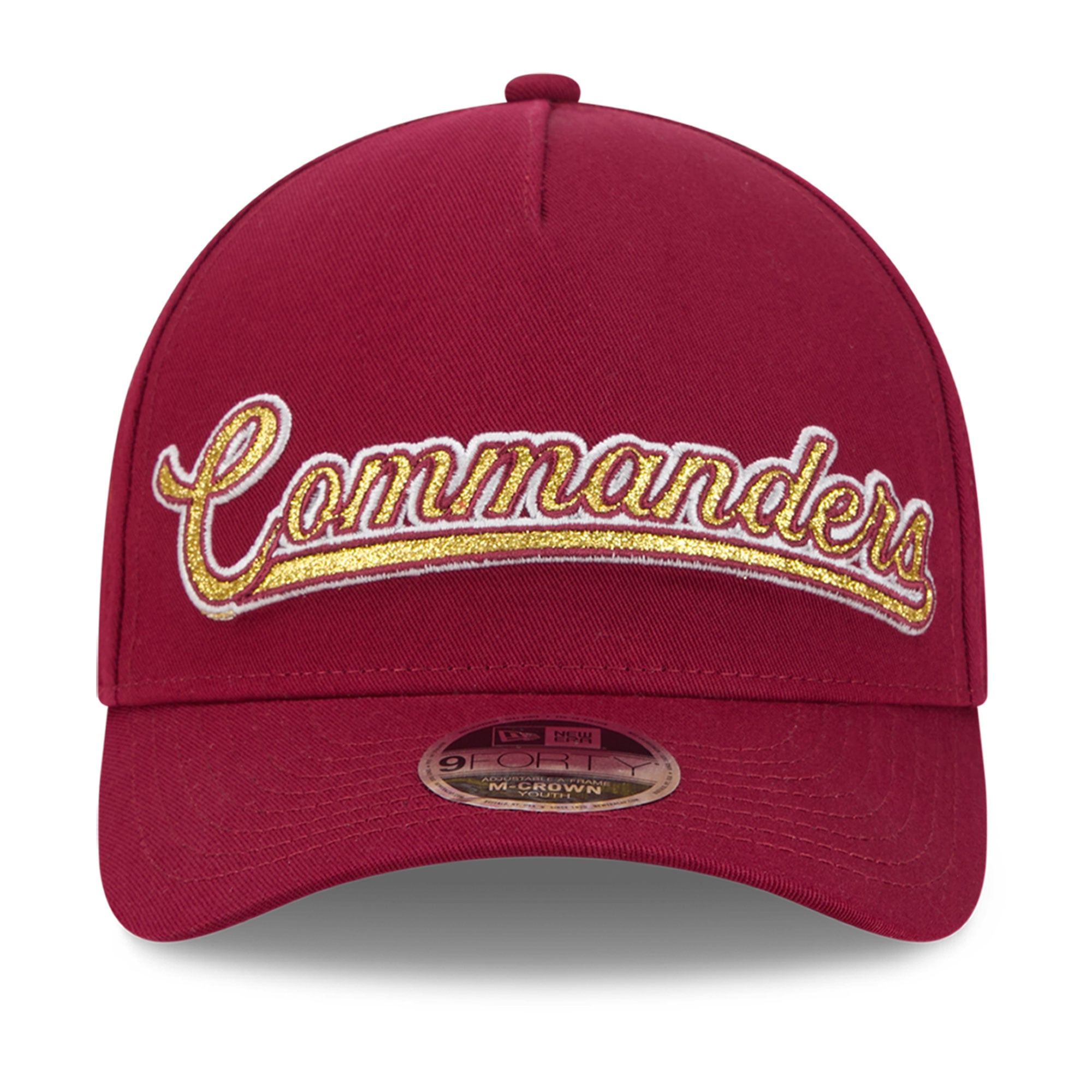 Casquette ajustable New Era 9FORTY bordeaux Washington Commanders Glitz pour filles et jeunes