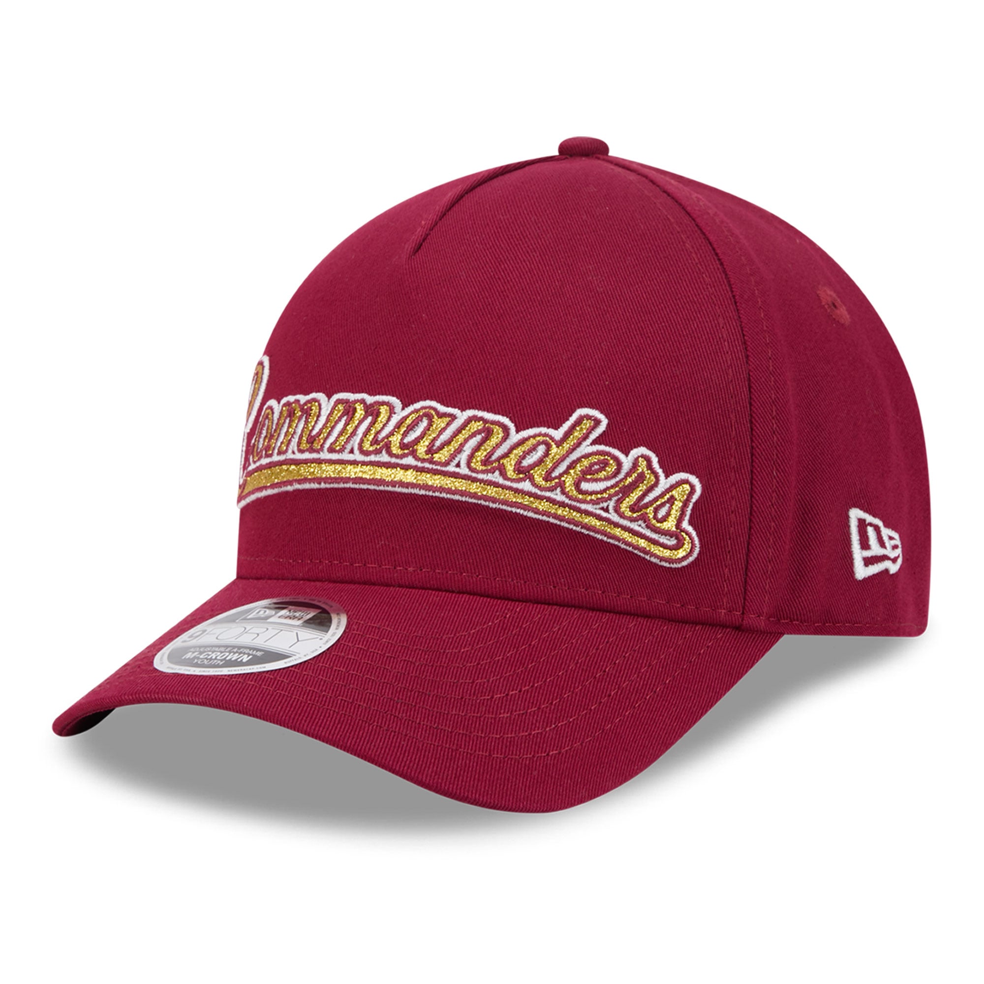 Casquette ajustable New Era 9FORTY bordeaux Washington Commanders Glitz pour filles et jeunes