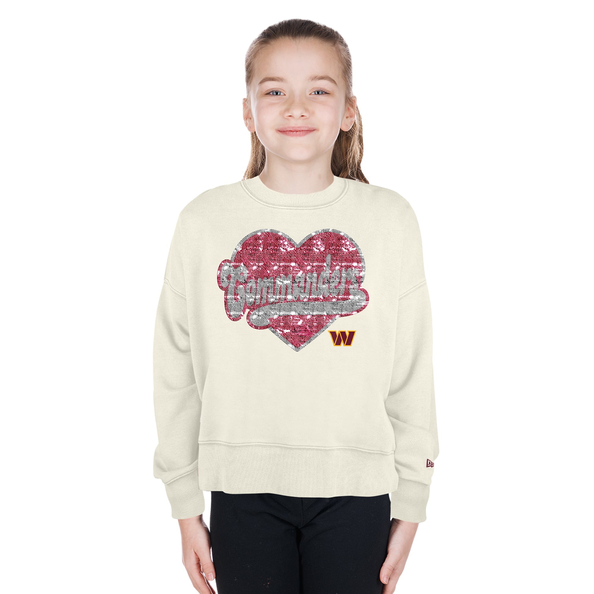 Sweat-shirt à sequins réversibles New Era beige clair pour filles