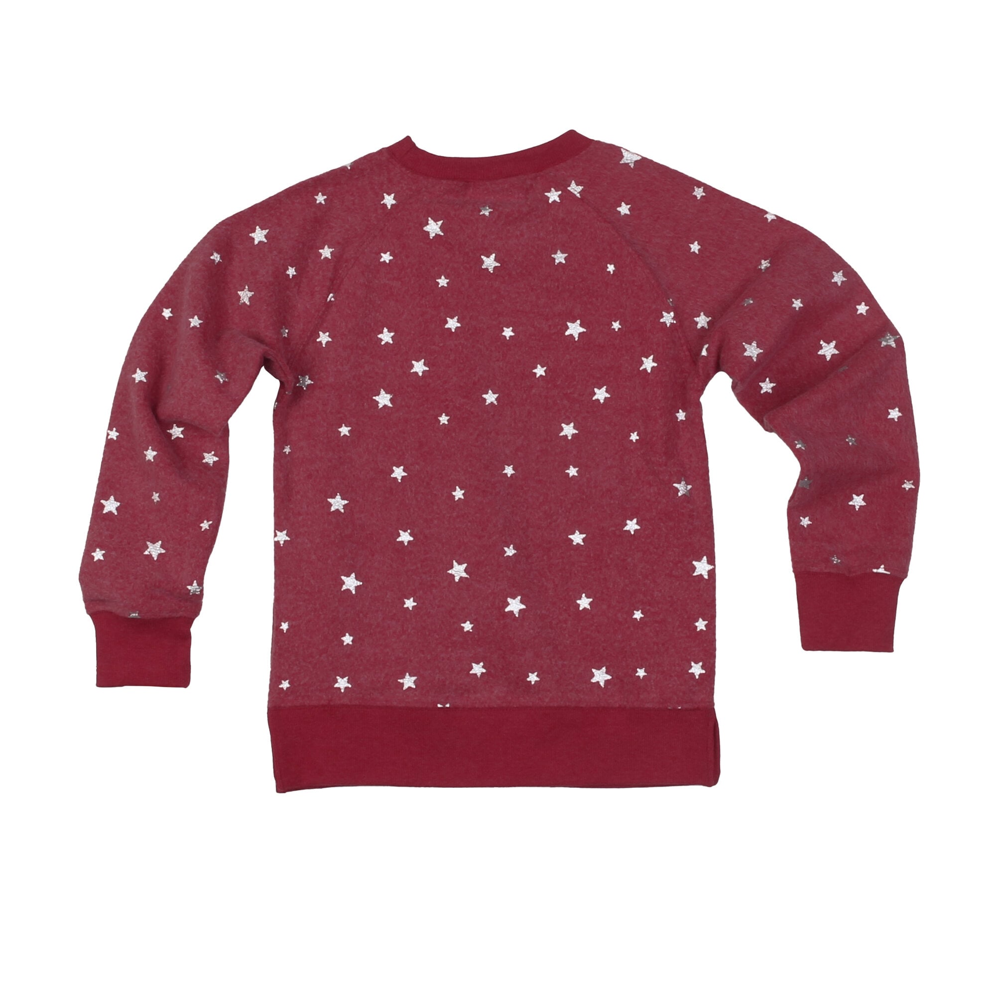 Girls Youth Wes & Willy Burgundy Washington Commanders Shimmer Star Reverse Sweatshirt