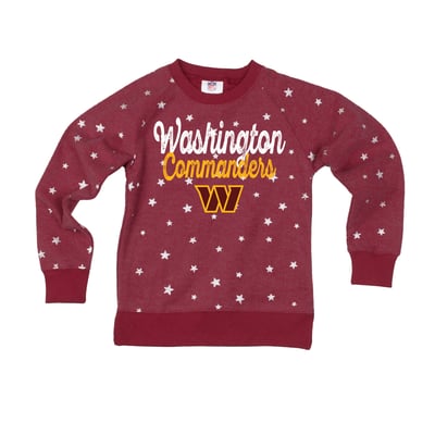  Washington Commanders Wes & Willy Girls Youth Shimmer Star Sweatshirt - Burgundy