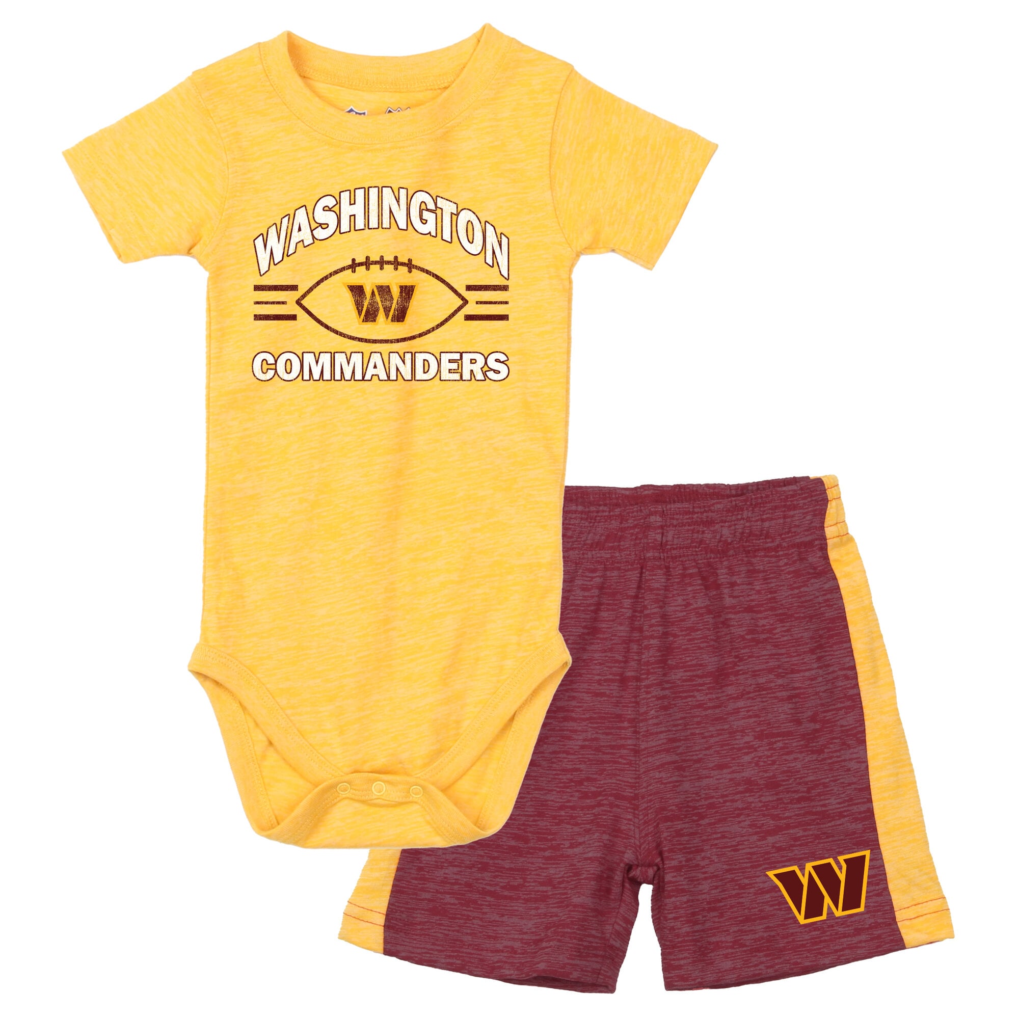 Ensemble body et short pour bébé Wes & Willy Gold/Bordeaux Washington Commanders Cloudy Yard Hopper